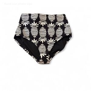 New Seafolly Corsica Black White Pineapple High Waisted Bikini Swim Bottom 8